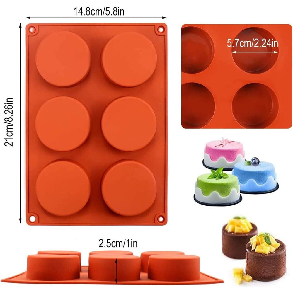 Chocolate Cookie Silicone Mold, 2 Pcs 6 Holes Round Oreo Molds and Heart